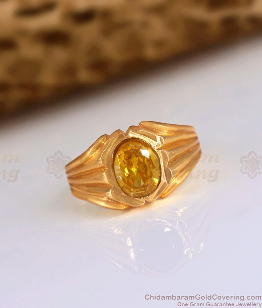 Glittering Yellow Sapphire Stone Impon Ring Collections Shop Online FR1416