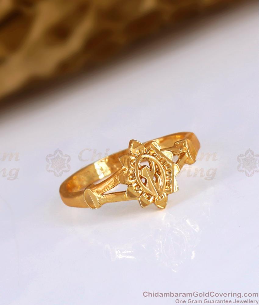 Designer Gold Impon Finger Ring Pain Daily Wear Collections FR1479