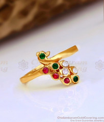 Unique Impon Finger Ring Peacock Design With Multi Stone Feather FR1538 Unique Impon Finger Ring Peacock Design With Multi Stone Feather FR1538