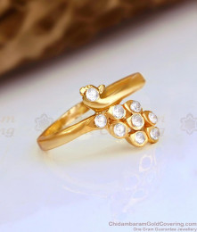 Full White Stone Impon Ring Light Weight Peacock Design FR1544