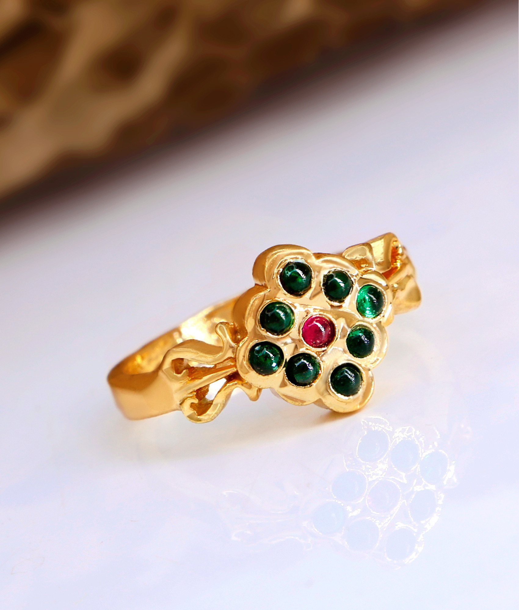 Ruby Greenstone Stunning Ruby Green Stone Impon Finger Ring Women Fashion Jewelry FR1550