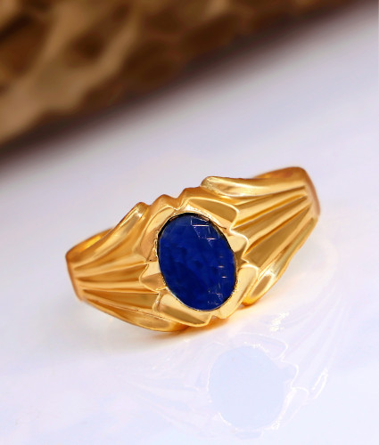 Blue Mens Single Stone Ring Sapphire Blue Stone Original Impon