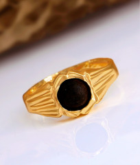 Rasi Stone Rusty Rock Finish Matt Black Stone Impon Gold Finger Ring FR1560  Rasi Stone Rusty Rock Finish Matt Black Stone Impon Gold Finger Ring FR1560