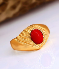 Big Red Coral Stone Impon Finger Ring At Affordable Price FR1564 Big Red Coral Stone Impon Finger Ring At Affordable Price FR1564