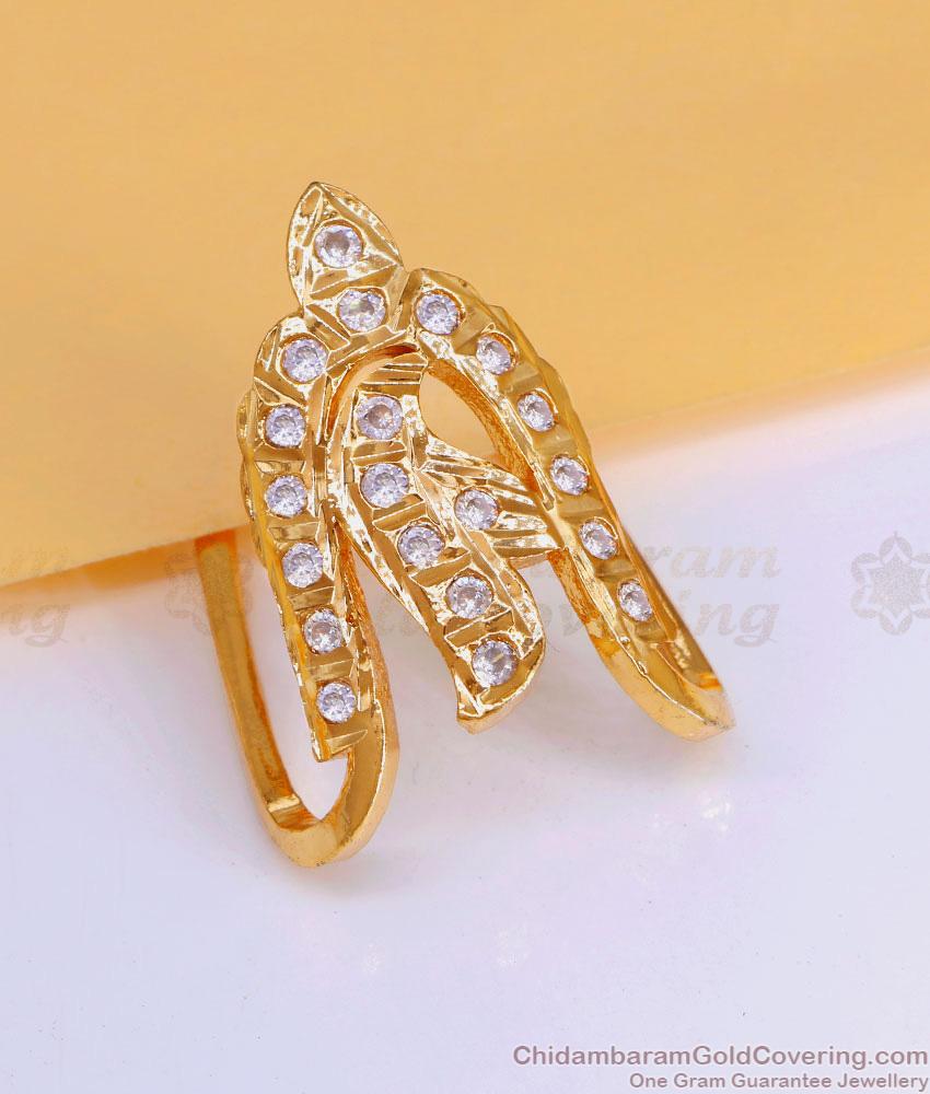 Original Impon Panchaloha Vanki Ring Full White Stone Design FR1584 Original Impon Panchaloha Vanki Ring Full White Stone Design FR1584