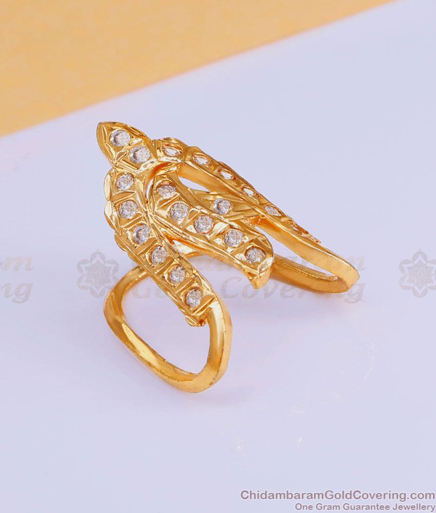 Original Impon Panchaloha Vanki Ring Full White Stone Design FR1584 Original Impon Panchaloha Vanki Ring Full White Stone Design FR1584