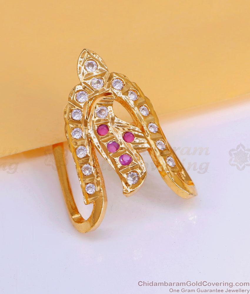 Bridal Wear Ruby White Stone Five Metal Vanki Finger Ring Collection FR1586 Bridal Wear Ruby White Stone Five Metal Vanki Finger Ring Collection FR1586