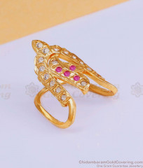 Bridal Wear Ruby White Stone Five Metal Vanki Finger Ring Collection FR1586 Bridal Wear Ruby White Stone Five Metal Vanki Finger Ring Collection FR1586