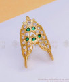 Attractive Emerald Stone Impon Vanki Ring Gold Plated Jewelry FR1589
