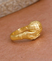 Symbol of Peace Real Gold Look Finger Ring Globe Design For Regular Use FR1601