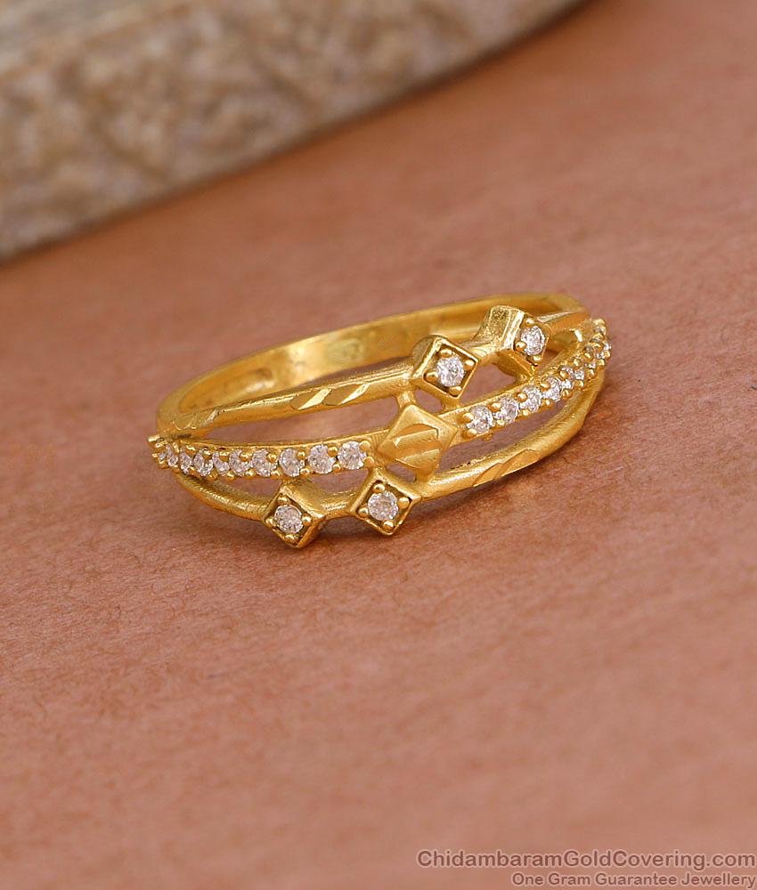 Beautiful 2 Gram Forming Gold Bridal Finger With White Stones FR1606