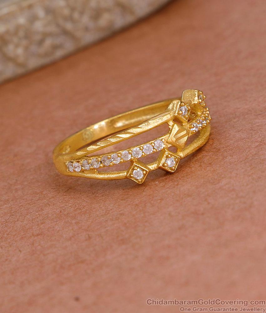 Beautiful 2 Gram Forming Gold Bridal Finger With White Stones FR1606