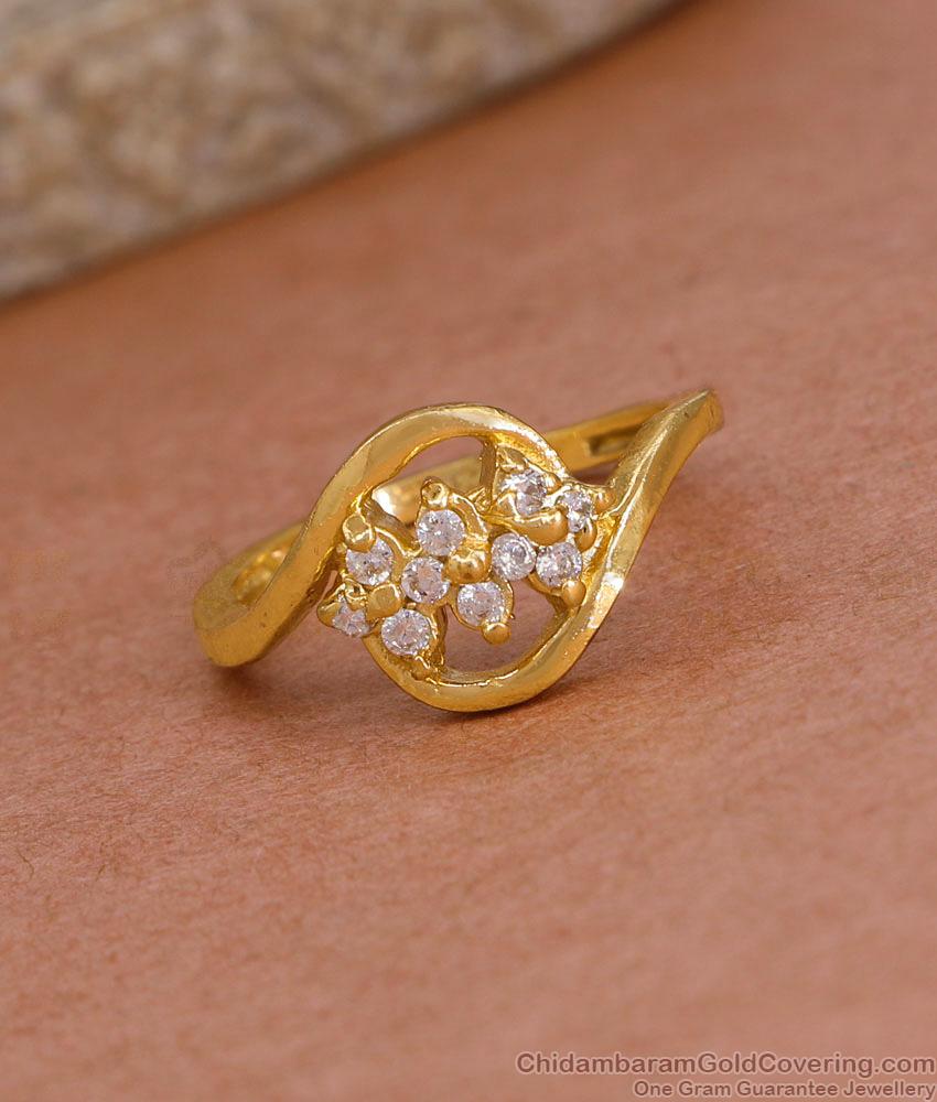 New Arrival White Stone Gold Imitation Finger Ring Designs For Brides FR1607