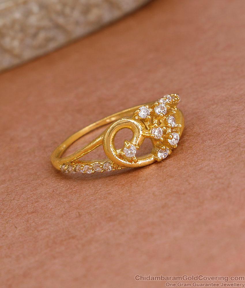 Trendy 1 Gram Gold Stone Ring Peacock Design For Weddings FR1608