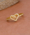 Sparkling White Stone Gold Imitation Heart Ring For Engagement FR1622