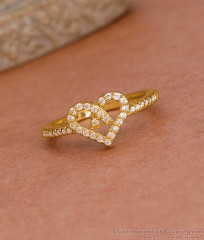 Sparkling White Stone Gold Imitation Heart Ring For Engagement FR1622