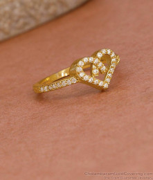 Sparkling White Stone Gold Imitation Heart Ring For Engagement FR1622