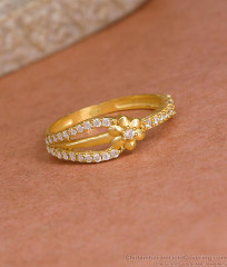 Stylish Ad Stone Small Floral Design Gold Plated Ring Collections Online FR1625