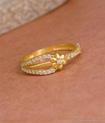 Stylish Ad Stone Small Floral Design Gold Plated Ring Collections Online FR1625