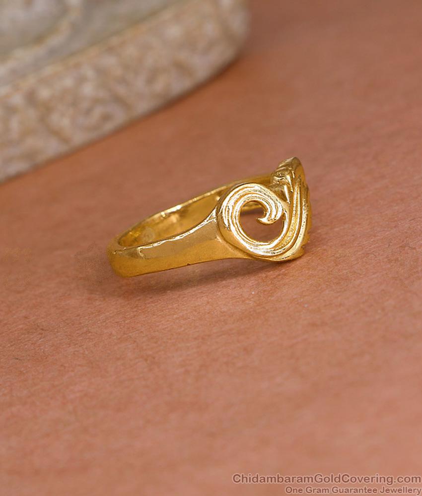 Plain One Gram Gold Finger Ring Peacock Design At Affordable Price FR1626