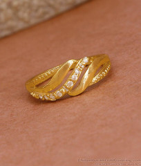 Pure One Gram Gold Tone White Stone Finger Ring For Women FR1640