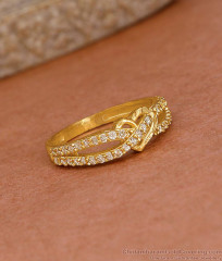 Valentines Special Heart Shaped Gold Imtation Ring With Ad Stone FR1641