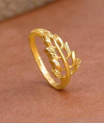 Stylish 3D Leaf Design Gold Plated Ring For Regular Use FR1642