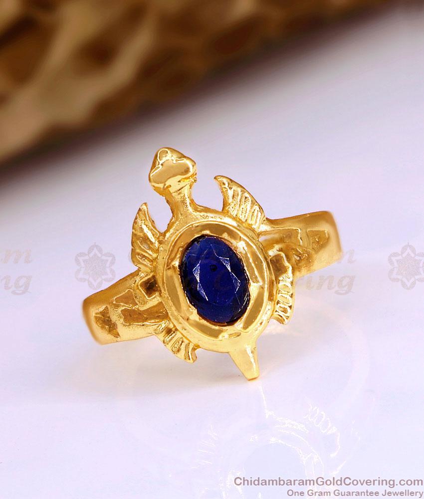 Buy Traditional Blue Gemstone Impon Turtle Ring Design Online FR1643