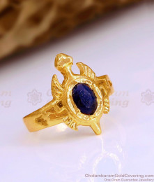 Buy Traditional Blue Gemstone Impon Turtle Ring Design Online FR1643