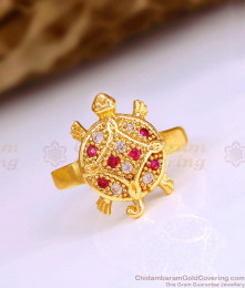 Latest Ruby White Stone Aympon Tortoise Finger Ring Designs Online FR1644