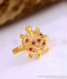 Latest Ruby White Stone Aympon Tortoise Finger Ring Designs Online FR1644 Latest Ruby White Stone Aympon Tortoise Finger Ring Designs Online FR1644