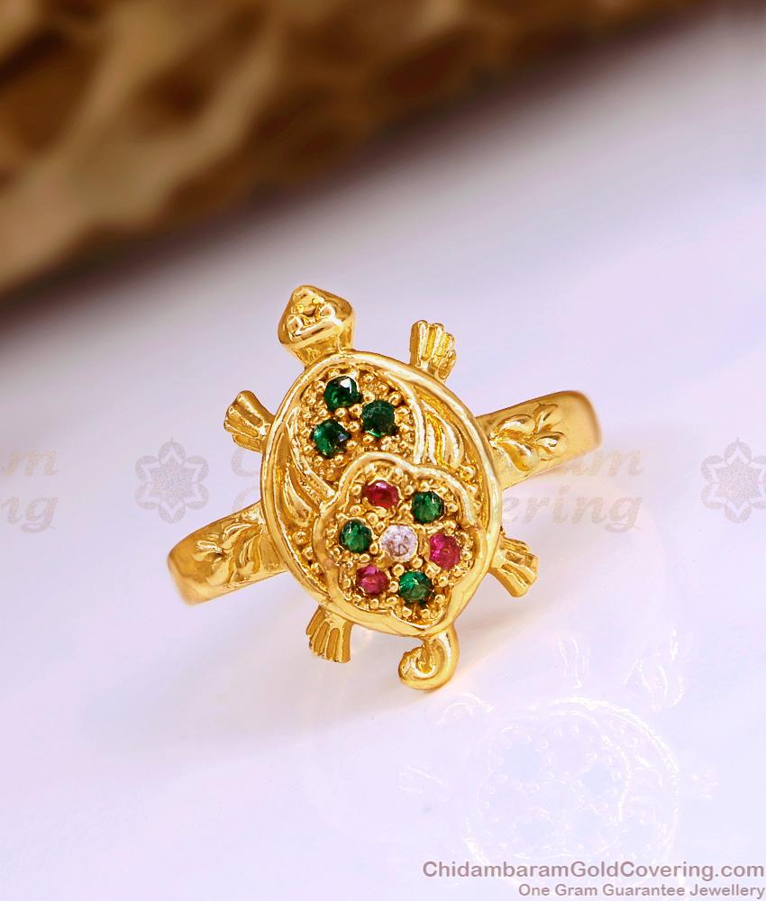 Beautiful Multi Color Stone 5 Metal Lucky Tortoise Ring Collections FR1645