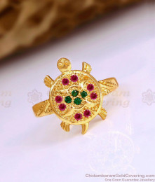 Original Impon Metal Tortoise Finger Ring With Ruby Green Stone FR1647