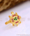 Original Impon Metal Tortoise Finger Ring With Ruby Green Stone FR1647