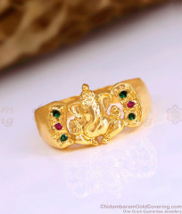 Buy Lord Vinayagar Impon Finger Ring With Ruby Green Stone FR1651