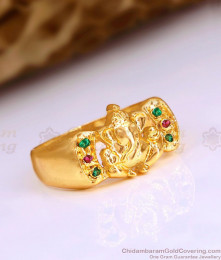 Buy Lord Vinayagar Impon Finger Ring With Ruby Green Stone FR1651 Buy Lord Vinayagar Impon Finger Ring With Ruby Green Stone FR1651