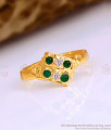 Vintage Style Green White Crystal Textured Impon Ring FR1654