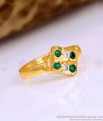 Vintage Style Green White Crystal Textured Impon Ring FR1654