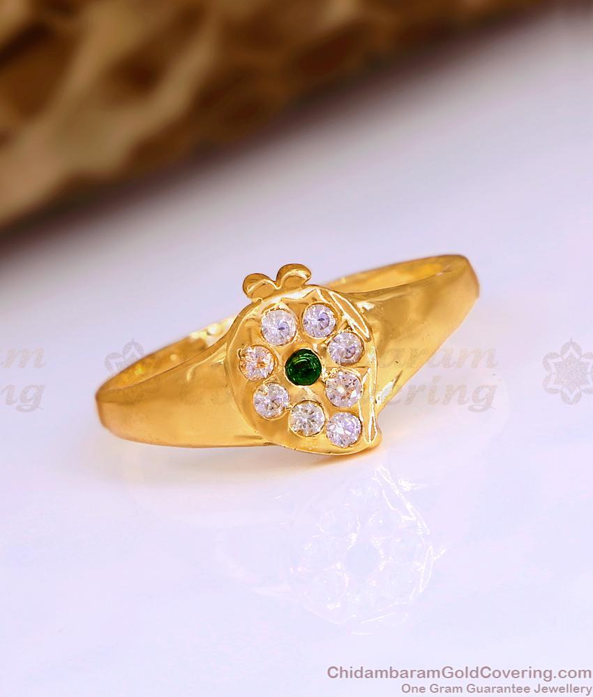 New Model Emerald White Stone Mango Impon Ring Design Online FR1657