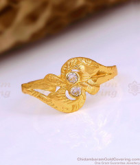 Twin Sparkling Stone Toi et Moi Textured Impon Ring For Women FR1658