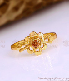 Light Weight Floral Design Orange Zircon Stone Ring Impon Jewelry FR1663
