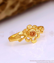 Light Weight Floral Design Orange Zircon Stone Ring Impon Jewelry FR1663