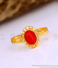 Traditional Red Coral Stone Impon Finger Ring Designs FR1674 Traditional Red Coral Stone Impon Finger Ring Designs FR1674