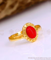 Traditional Red Coral Stone Impon Finger Ring Designs FR1674