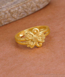 Classic Daily Wear Plain Gold Polish Floral Ring Online FR1678