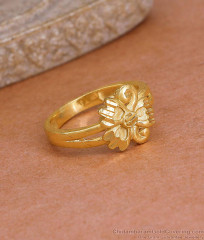 Classic Daily Wear Plain Gold Polish Floral Ring Online FR1678 Classic Daily Wear Plain Gold Polish Floral Ring Online FR1678
