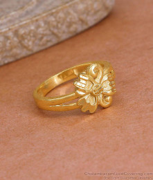 Classic Daily Wear Plain Gold Polish Floral Ring Online FR1678 Classic Daily Wear Plain Gold Polish Floral Ring Online FR1678