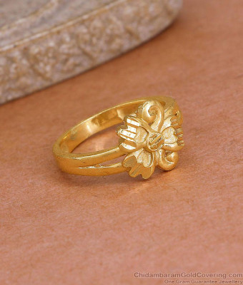Classic Daily Wear Plain Gold Polish Floral Ring Online FR1678