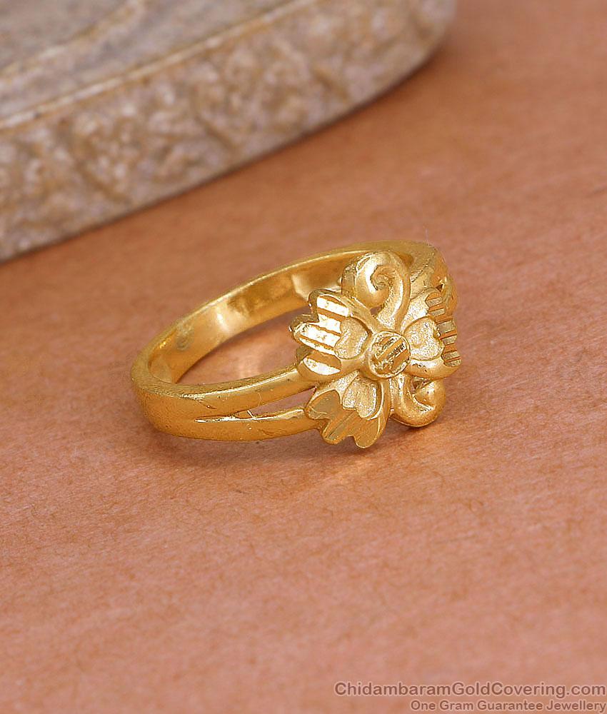 Classic Daily Wear Plain Gold Polish Floral Ring Online FR1678 Classic Daily Wear Plain Gold Polish Floral Ring Online FR1678