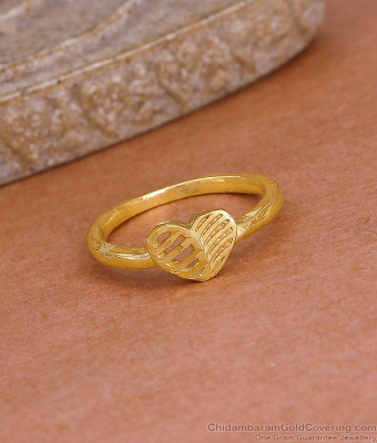 Premium Heart Design 1 Gram Gold Ring Without Stone FR1681